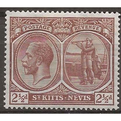 St Kitts-Nevis 1922 SG43 2d Brown Mounted Mint