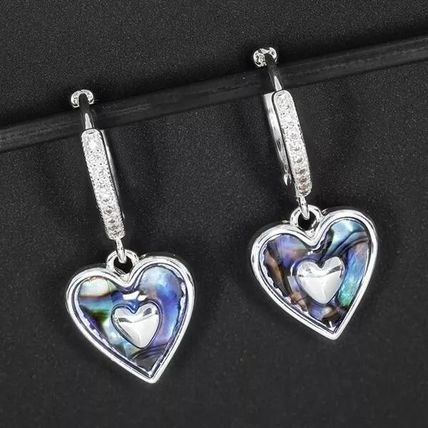 Paua Shell Drop Earrings Heart Shaped Hinged Hoop 2.5 CM Ladies Jewellery Gift
