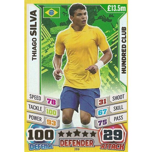Match Attax - World Stars 2014: 100 Club - Brazil, Silva (Thiago)