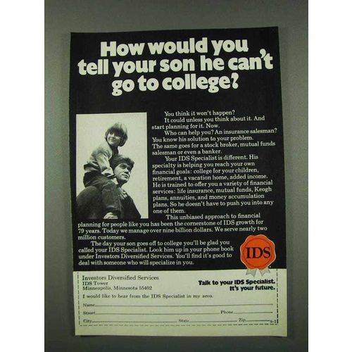 1973 IDS Investors Diversified Services Ad - Your Son