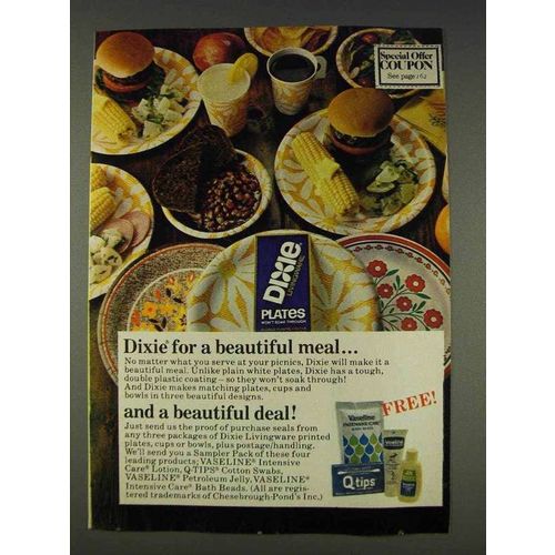 1977 Dixie Plates, Cups and Bowls Ad - Beautiful Meal