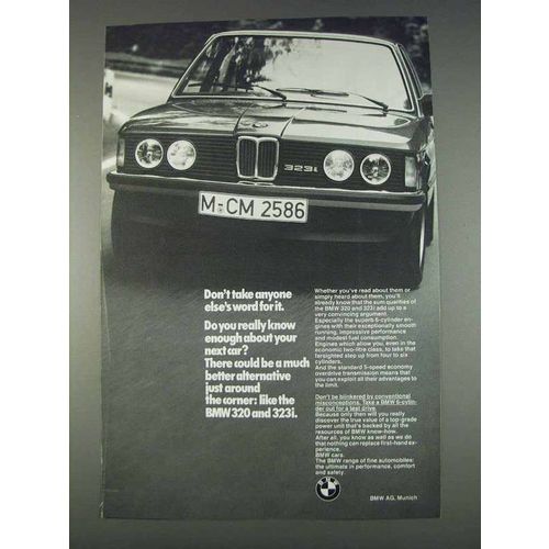 1982 BMW 323i Car Ad - Don't Take Word For It