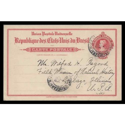 Brazil Postal Card 1913 Fortalleza to USA, UPU Type