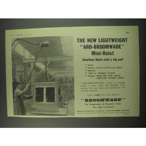 1957 Broomwade Aro-Broomwade Mini-Hoist Ad - The new Lightweight Aro-Broomwade