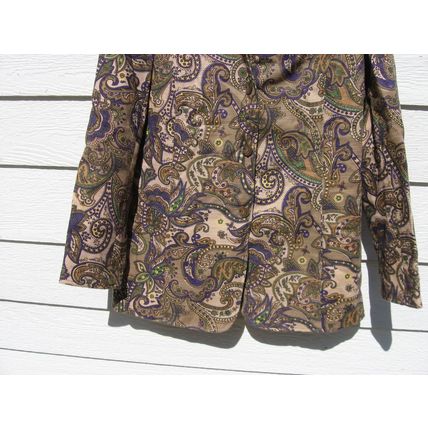 Womens Coldwater Creek Blazer Jacket M Medium 41 Chest Paisley Tan