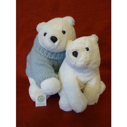 LOT OF 2 BATH & BODY WORKS POLAR BEARS LARGE BEAR HAS GRAY COWL NECK SWEATER