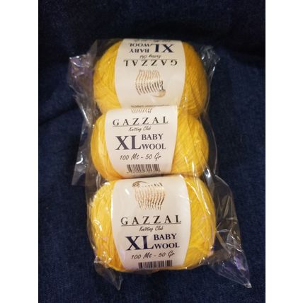 Gazzal XL Baby Wool Fingering Yarn - 3-Pack Yellow-812