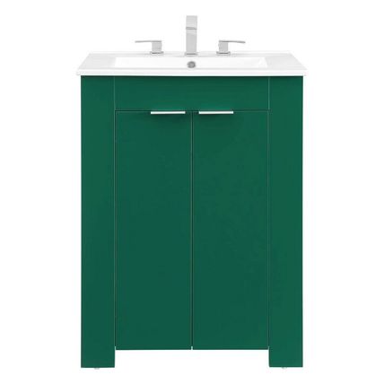 Modern Bathroom Vanity-White Sink Basin-Green, Gray, Blue or White Cabinet Base