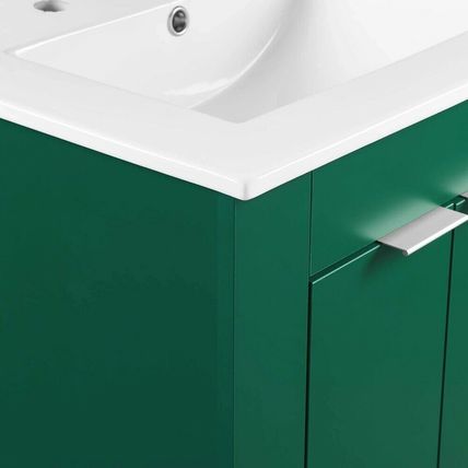 Modern Bathroom Vanity-White Sink Basin-Green, Gray, Blue or White Cabinet Base