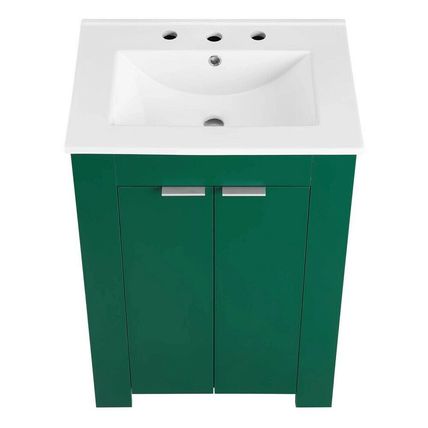 Modern Bathroom Vanity-White Sink Basin-Green, Gray, Blue or White Cabinet Base