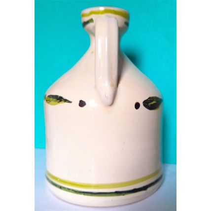 AN OLIVE OIL FLAGON - CREAM with OLIVES + LEAVES - 16 x 11 cm - GOOD CONDITION