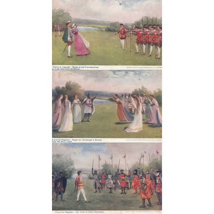 Warwick Pageant incl Lady Jane Grey Piers Gaveston 3x Antique Postcard s