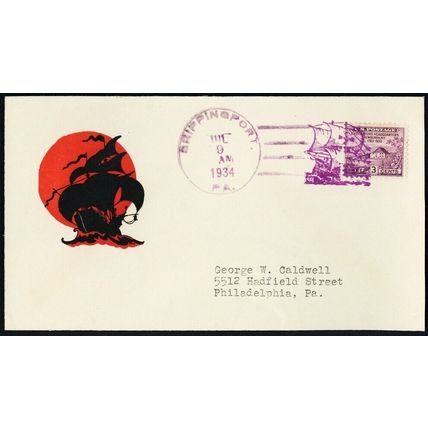 Columbus' Flagship, Santa Maria in Purple Fancy Cancel Cover - Stuart Katz