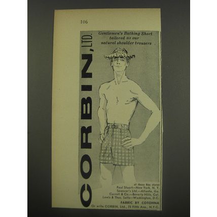 1956 Corbin Fashion Ad - Gentlemen's Bathing Short tailored
