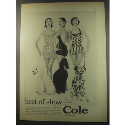 1956 Cole of California Black and White Swimsuits Advertisement - Best of show