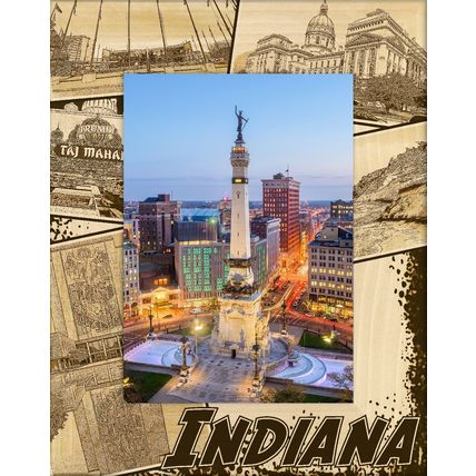 Indiana Collage Laser Engraved Wood Picture Frame Portrait (3 x 5)