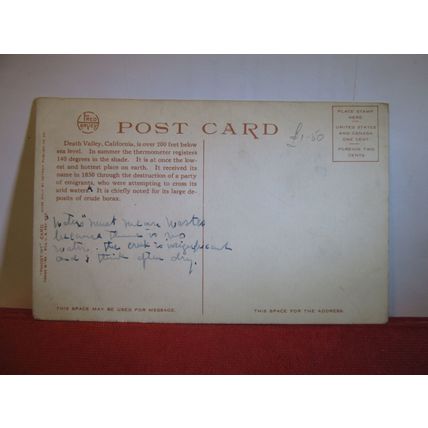 DEATH VALLEY, CALIFORNIA unused antique postcard by Fred Harvey =
