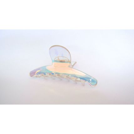 Clear color change iridescent design hair claw clip for fine, thin hair