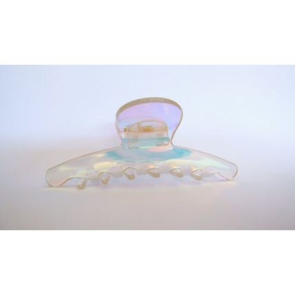 Clear color change iridescent design hair claw clip for fine, thin hair