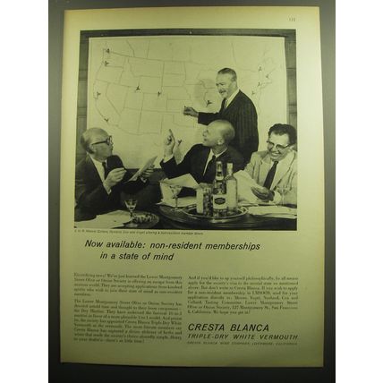 1958 Cresta Blanca Vermouth Ad - Now available: Non-resident memberships