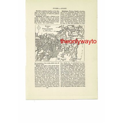 Sydney & Port Jackson, Map, Australia, Small Book Illustration (Print), 1903