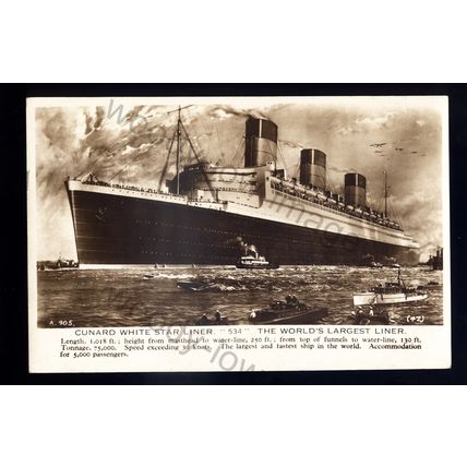 LS2751 - Cunard White Star Liner (534) - Queen Mary - built 1936 - postcard