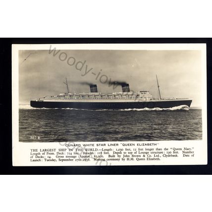 LS2745 - Cunard White Star Liner - Queen Elizabeth - built 1940 - postcard