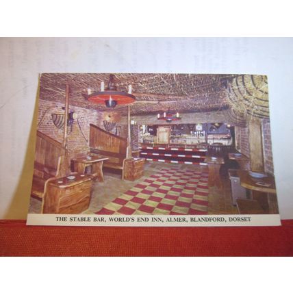 STABLE BAR, WORLD'S END INN, ALMER, BLANDFORD, DORSET unused vintage postcard =
