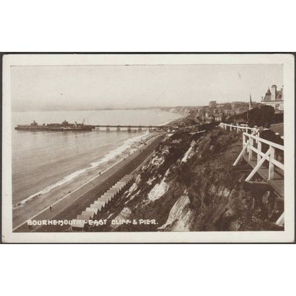 East Cliff & Pier, Bournemouth, Hampshire, c.1920s - Postcard