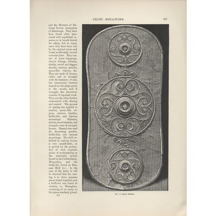A CELTIC SHIELD 1885 Scotland Armour VICTORIAN PRINT