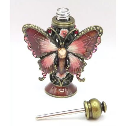 Pink Butterfly Perfume Bottle with Diamante Detail 7 CM Scent Gift Home Decor