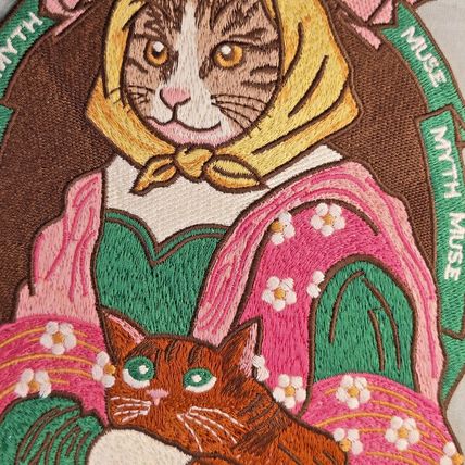 Cat Holding Cat Sew on Patch 18cm x 25cm Embroidered Style Great Quality P084