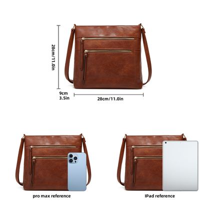 Women Trendy Vegan Leather Hobo Handbags Brown