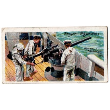 PLAYER'S CIGARETTE CARD LIFE ON BOARD A MAN OF WAR 1905 WORKING A NORDENFELT GUN