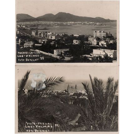 Puerto La Luz Las Palmas Spain 2x Antique RPC Postcard s