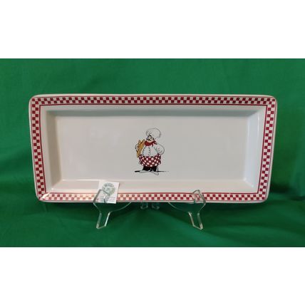 8 PIECE SET PORCELAIN TASTING or DIPPING SET RED CHECKERBOARD CHEF MOTIF