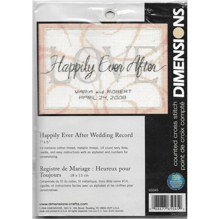 Happily Ever After Wedding Record Dimensions 65045 Counted Cross Stitch Kit 7x5”
