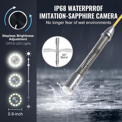 VEVOR Sewer Camera with 512Hz Locator, 165 Ft/50 M, 9" Drain Inspection Camera w