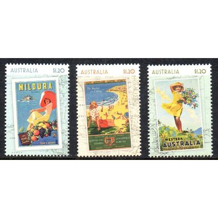 AUSTRALIA: 2023, TRAVEL POSTERS, SET OF 3 MINT NEVER HINGED SHEET PERF STAMPS