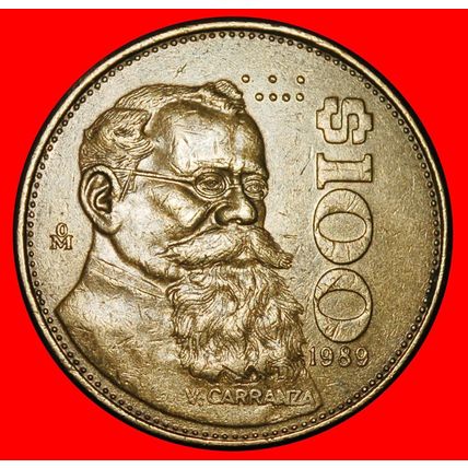 Ⰶ EAGLE 1984-1992:MEXICO★100 PESOS 1989! CARRANZA 1859-1920★LOW START★NO RESERVE