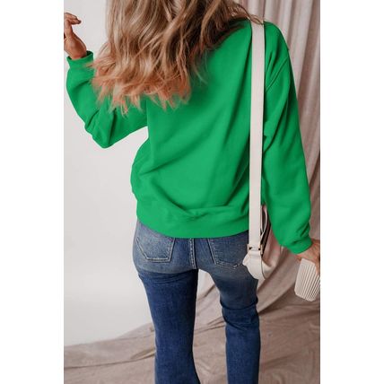 Dark Green Christmas Chenille MERRY Graphic Crew Neck Sweatshirt