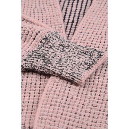 Pink Chunky Waffle Knit Oversized Collar Cardigan