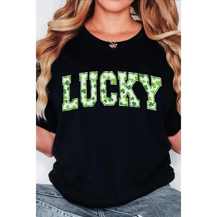 Black Clover LUCKY Letter Graphic St Patricks Day T Shirt