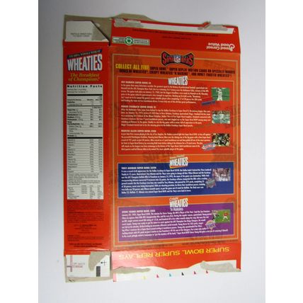 General Mills 1996 Cereal Box Wheaties Super Bowl Super Replays Joe Namath NFL