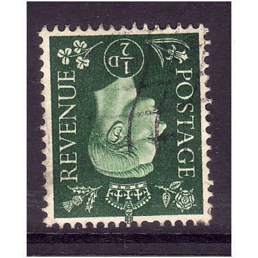 GREAT BRITAIN 1937 SG462i 1/2d GREEN WMK INVERTED FINE USED #4