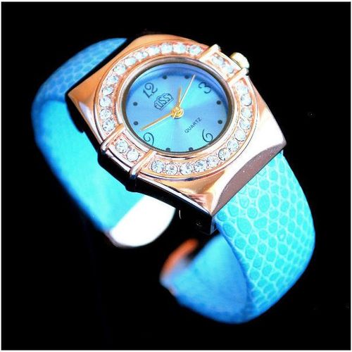 Rose Gold Plated USS Rhinestone Crystal Sprung Wrist Watch Jewellery 1298