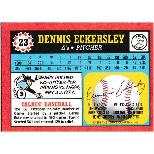 1989 Topps United Kingdom Minis - #23 - Dennis Eckersley