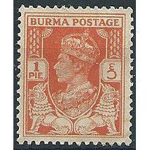 Burma 1938 SG18b 1p Red-Orange Mounted Mint .. ..