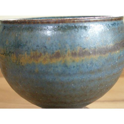 Stunning Stoneware Blue / Brown Goblet - Signed