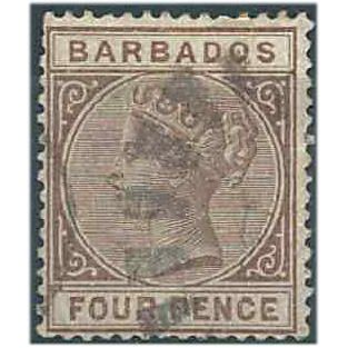 Barbados 1885 SG98 4d Pale Brown Good/Fine Used . ..